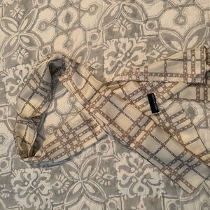 Jones New York Cream and Brown Checkered Scarf